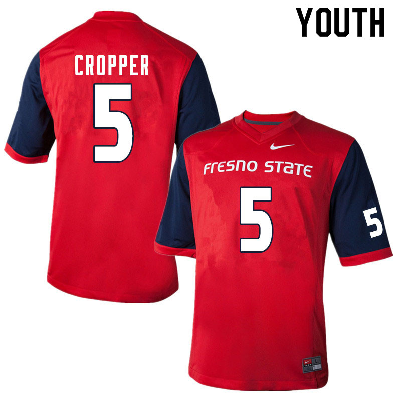 Youth #5 Jalen Cropper Fresno State Bulldogs College Football Jerseys Sale-Red
